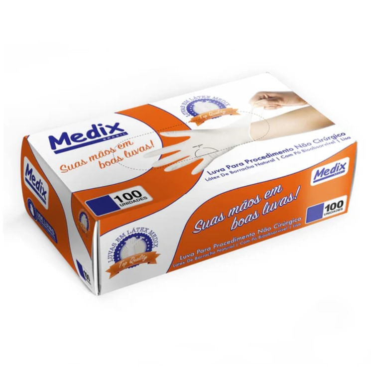 LUVAS PROCEDIMENTO LATEX C/ PO - GRANDE C/100 MEDIX - 32006